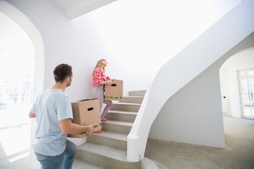 Carefully labelled boxes and furniture arranged in long-term storage