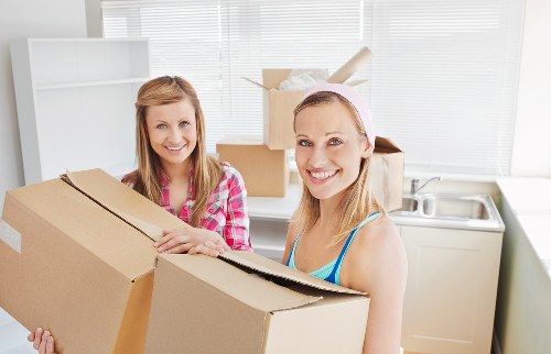 Organised packed boxes inside a self storage unit in Westbrompton